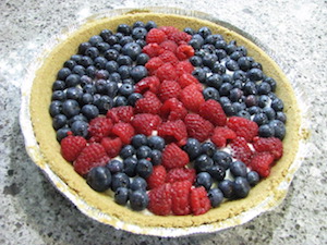 Peace pie, made of blueberries and raspberries.
